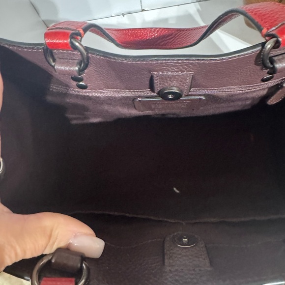 Coach Dempsey Brown and Red Signature Tote - Picture 3 of 5
